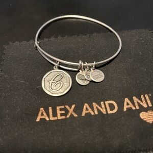 Alex and Ani silver initial C charm bangle